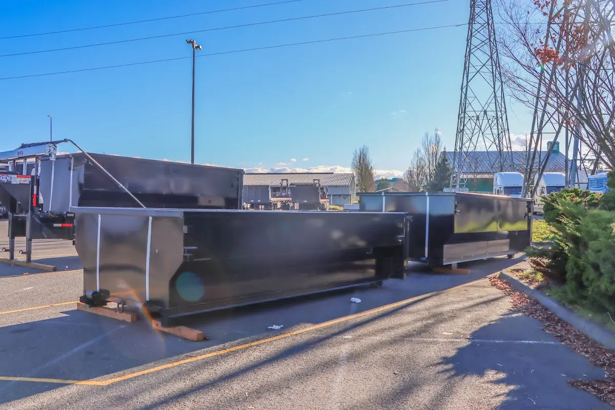 Roll-off dumpster ready for waste disposal at job site for Roll Off Dumpster Rental in Rockwall